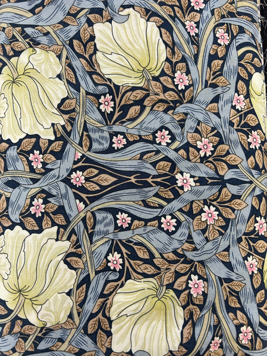 Morris style viscose print on navy