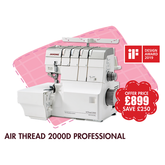Janome AT2000D Air Thread Overlocker with 2, 3 or 4 thread overlock and rolled hem ***Sale Save £250 ***