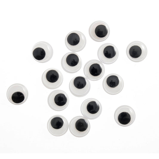 Toy Eyes: Stick-On Googly: Glue-On: 10mm: Black: 16 Pack