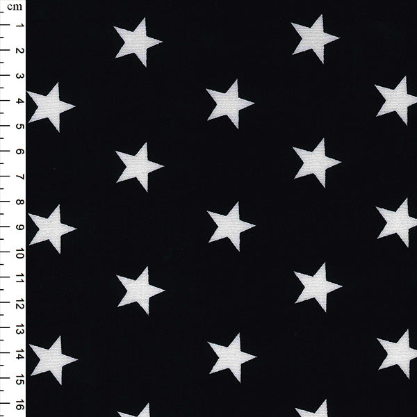 Cotton Poplin Prints Black with white stars