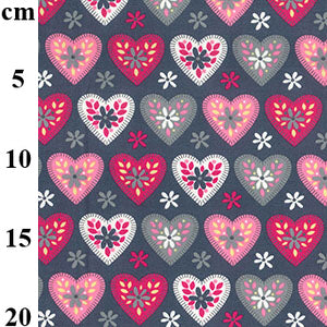 Cotton Poplin Candy Hearts Grey