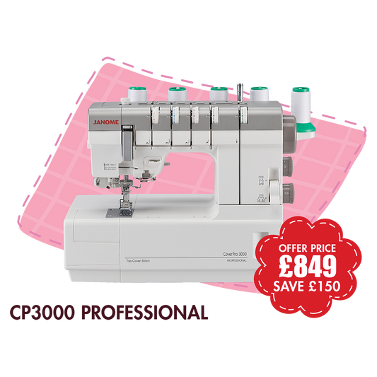 Janome Cover Pro CP3000 Coverlock Machine - Heavy duty with built in needle threader ***Sale Save £150 ***
