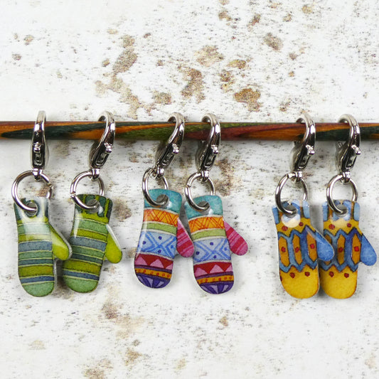 Mittens Crochet Markers in a Kitten pocket tin