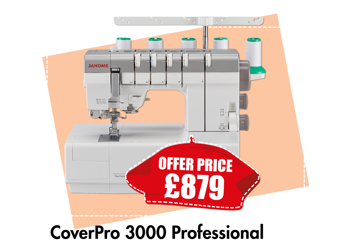 Janome Cover Pro CP3000 Coverlock Machine - Heavy duty with built in needle threader   *** Autumn Offer Save £120 and Bonus accessories worth £90 ***