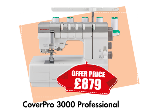 Janome Cover Pro CP3000 Coverlock Machine - Heavy duty with built in needle threader   *** Autumn Offer Save £120 and Bonus accessories worth £90 ***