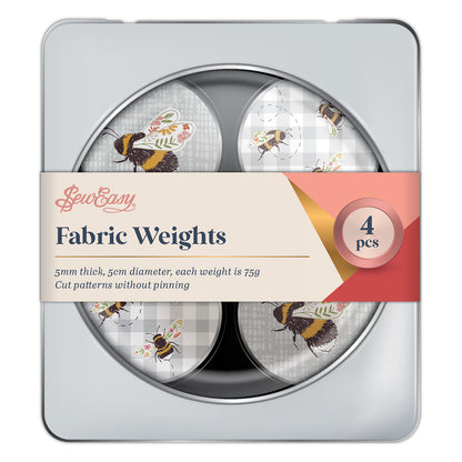Pack of fabric weights with bee design on a white background