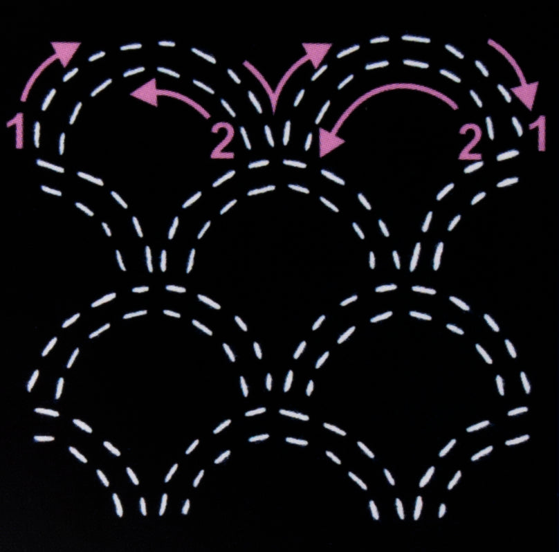 Sashiko: Template: 4in: Seigaiha (Waves)