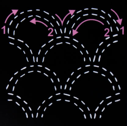 Sashiko: Template: 4in: Seigaiha (Waves)