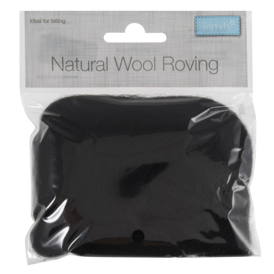 Trimits wool roving in black 10g pack