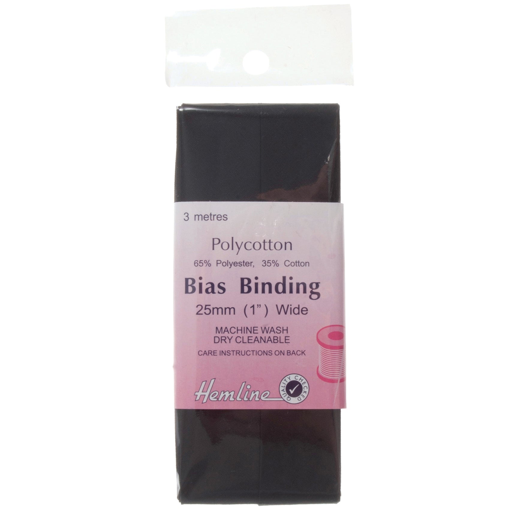 Black Polycotton Bias Binding 2.5m x 25mm