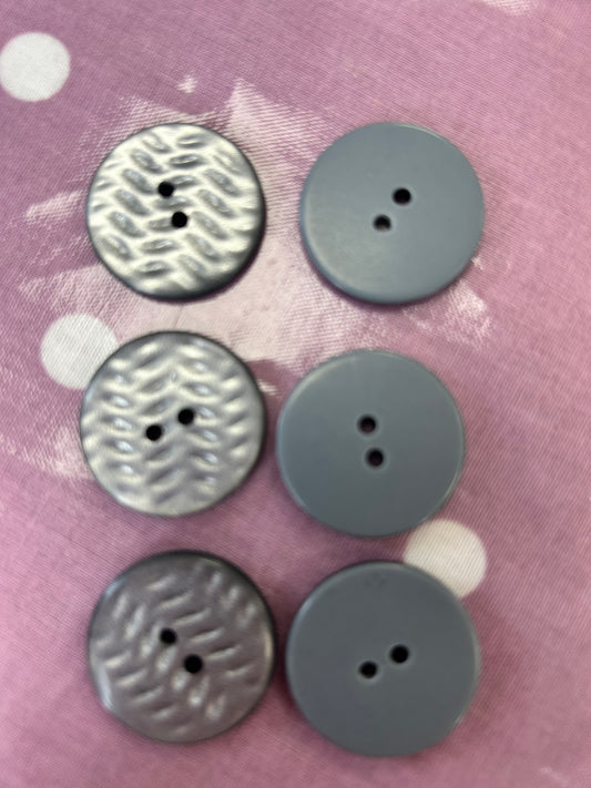 Button Silver Grey Wavy 40mm