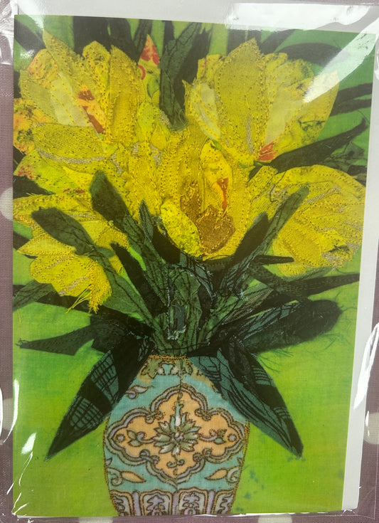 Blank Greeting card Yellow Tulips