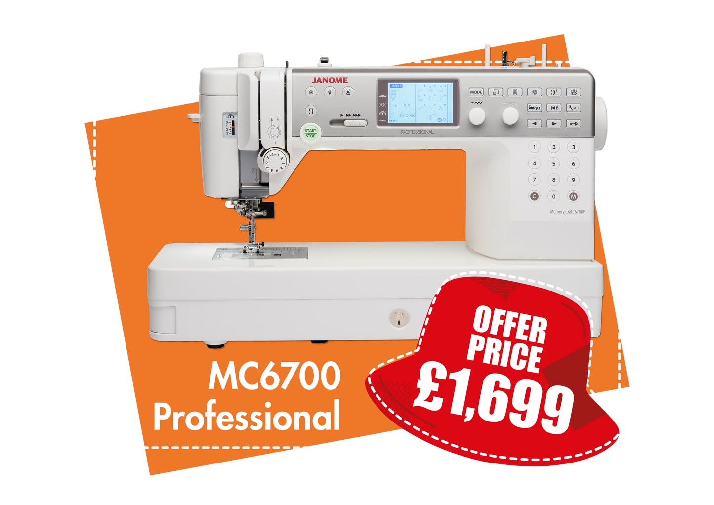 Janome MC6700 Professional Longer Arm Space Sewing Machine all metal flatbed machine 200 stitches  *** Autumn Offer Save £200 ***