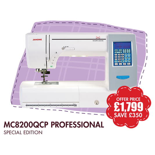 Janome MC8200QCP Longer Arm Space Sewing Machine 170 stitches and alphabet. ***Sale Save £350 ***