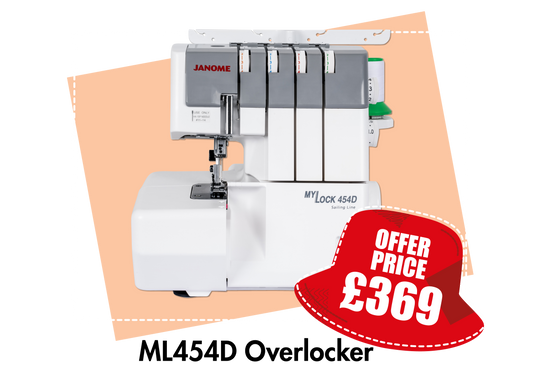 Janome ML454D NEW 3/4 thread Overlocker with improved fabric feed - 8-piece feed dog  *** Autumn Offer Save £60 ***