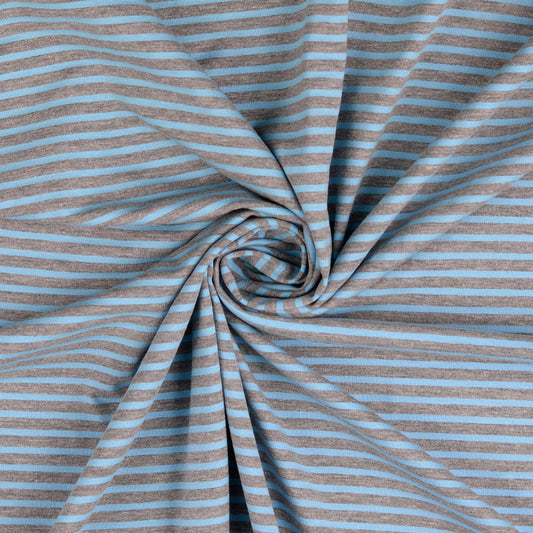Blue & Grey Striped Knit – Nantes by Modelo Fabrics