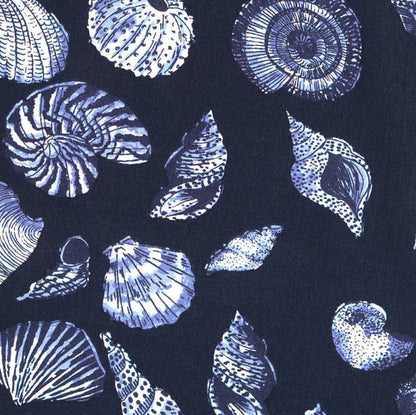 Shells on Navy Rayon Print – Mistral by Modelo Fabrics