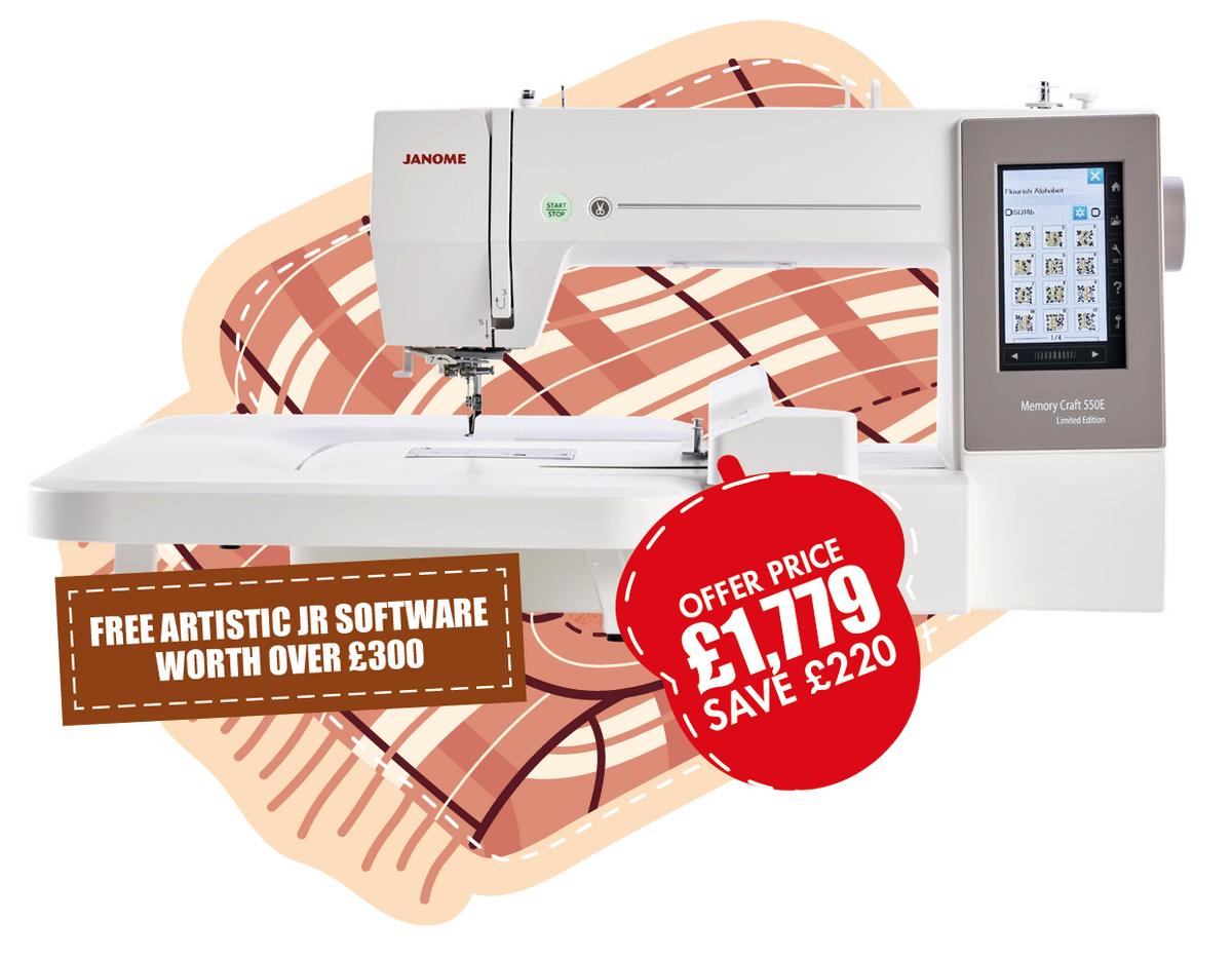 Memory Craft 550E Limited Edition Embroidery Machine ***Special Purchase - Save £220 and Free Artistic Software worth £379***