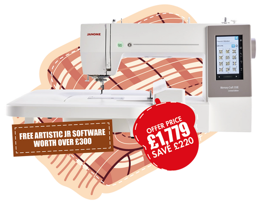 Memory Craft 550E Limited Edition Embroidery Machine ***Special Purchase - Save £220 and Free Artistic Software worth £379***