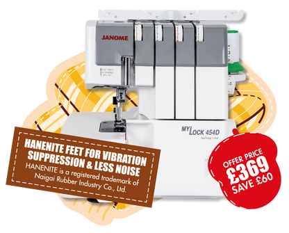 Janome ML454D 3/4 thread Overlocker with improved fabric feed - 8-piece feed dog ***Special Purchase - Save £60***