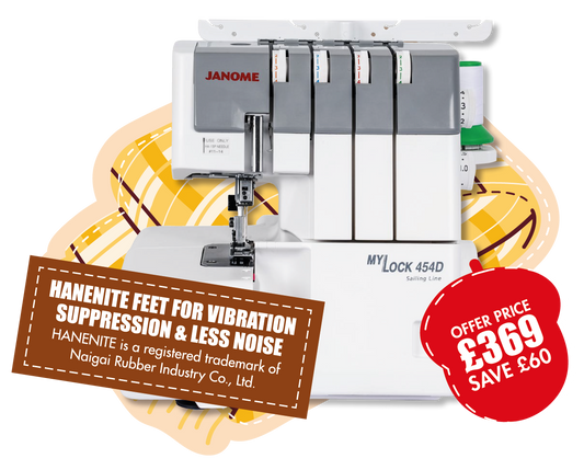 Janome ML454D 3/4 thread Overlocker with improved fabric feed - 8-piece feed dog ***Special Purchase - Save £60***