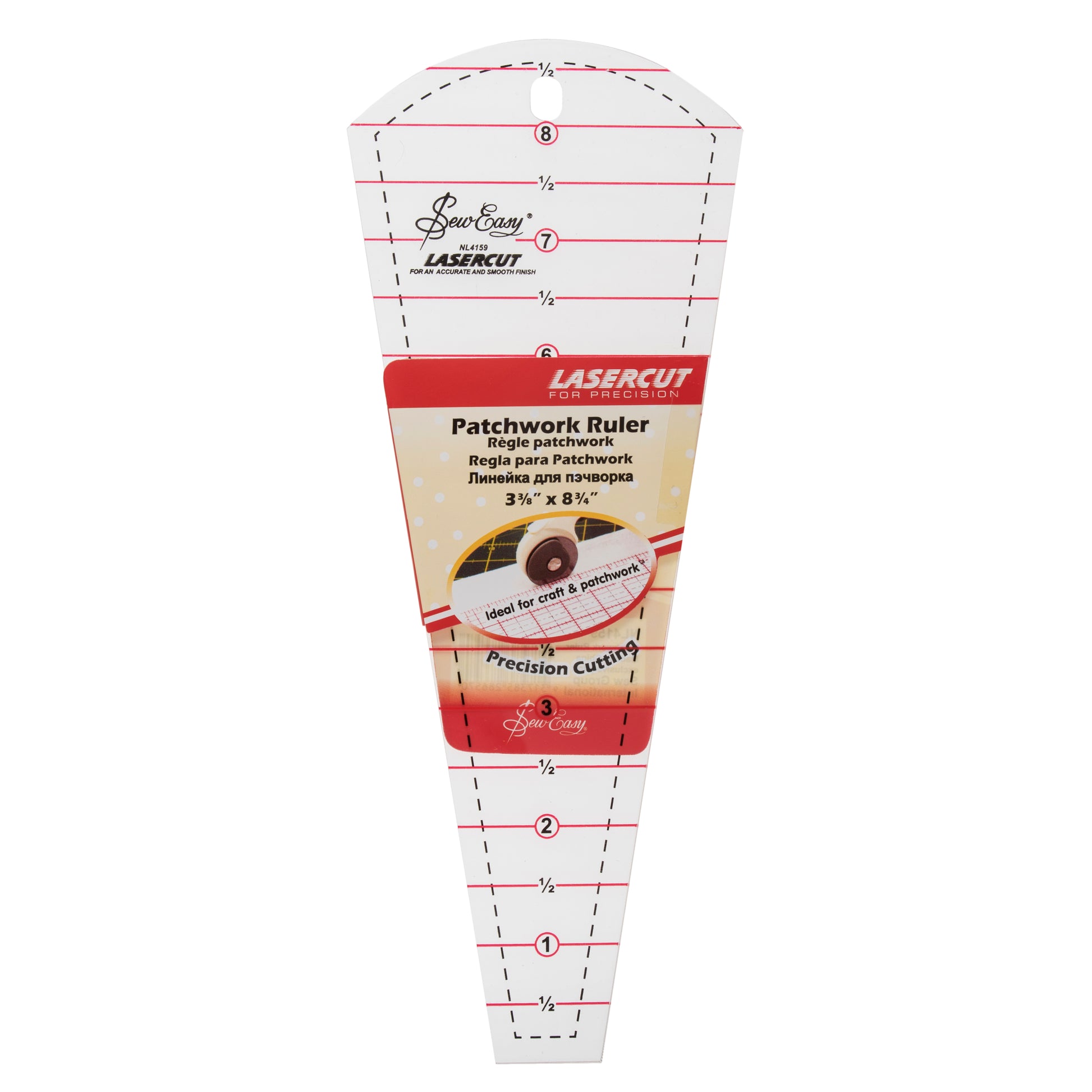 Dresden Plate Patchwork Template  Ruler 8 x 3.5 inches