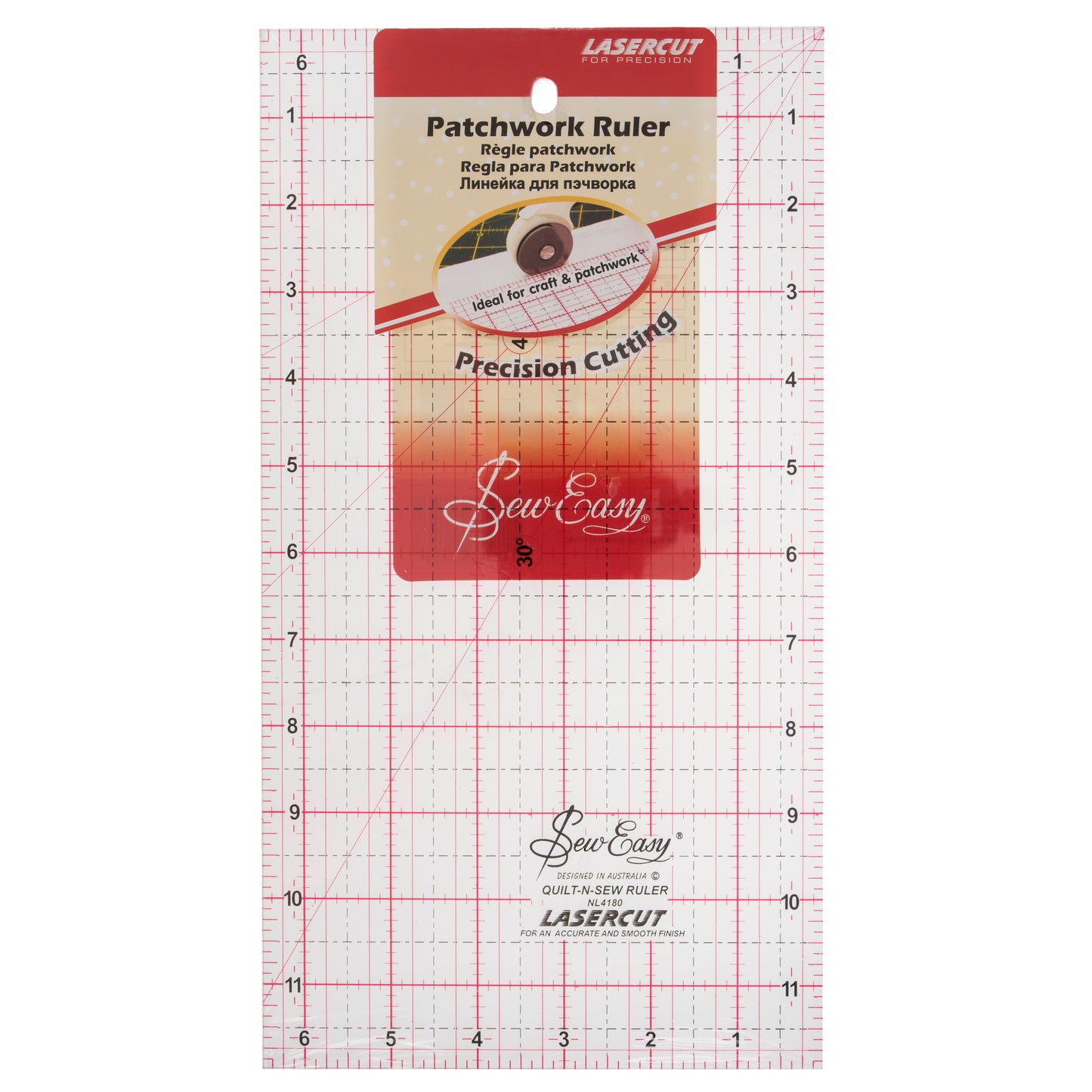 Sew Easy Patchwork Ruler – 12 x 6.5 Inch