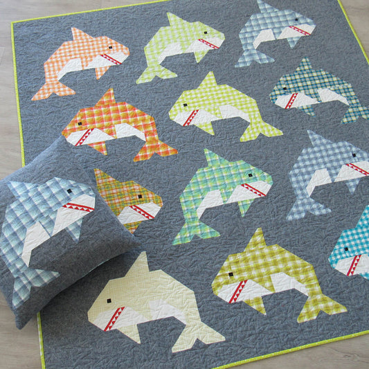 Elizabeth Hartman Pattern Social Sharks Quilt and pillow pattern