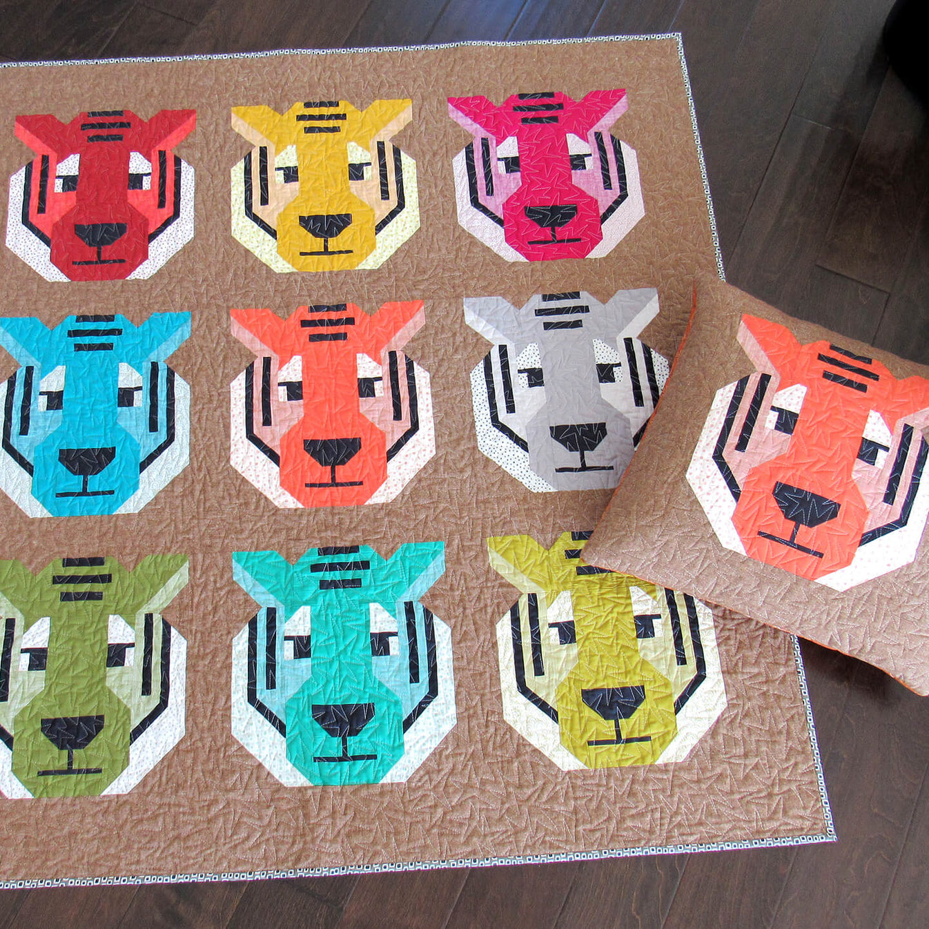 Elizabeth Hartman ANTONIA TIGER quilt and Pillow Pattern 