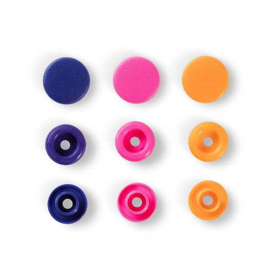 orange/pink/violet colour snap plastic fastener