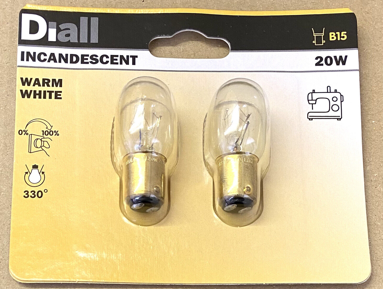 Sewing machine light bulb Diall B15 20W incandescent warm white image 0