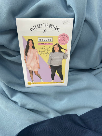 Billie Sweatshirt/dress Kit - Blue All you need included to sew a Billie sweatshirt dress on a sewing machine