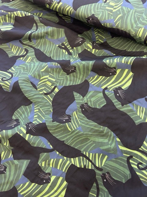 Black Panthers – Rayon Fabric by Ophelia Pang for Cloud9 Fabrics