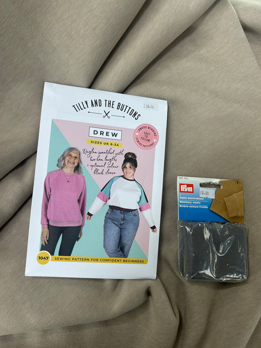 Drew Sweatshirt Kit Beige - everything you need to make a sweatshirt on a sewing machine