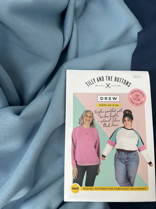 Drew Sweatshirt Kit Blue - everything you need to make a sweatshirt on a sewing machine
