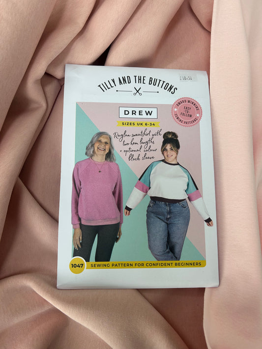 Drew Sweatshirt Kit Pink - everything you need to make a sweatshirt on a sewing machine