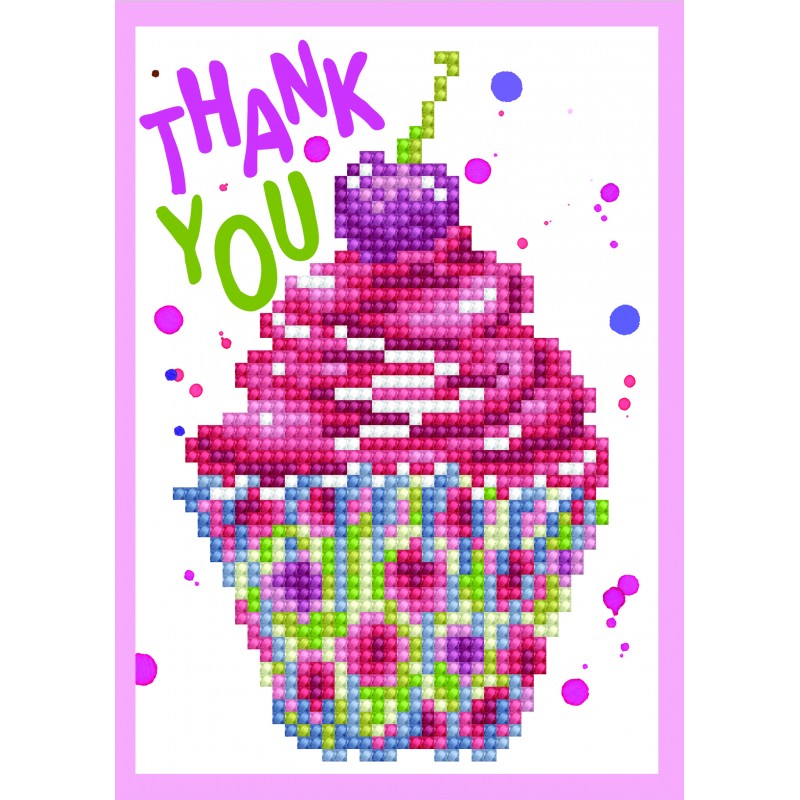 Diamond Painting Greeting Card Cup Cake Thank You image 0