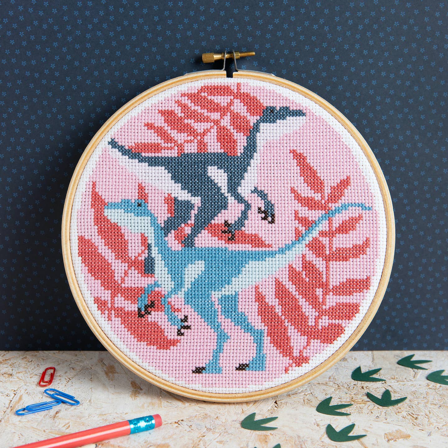 Velociraptors cross stitch kit