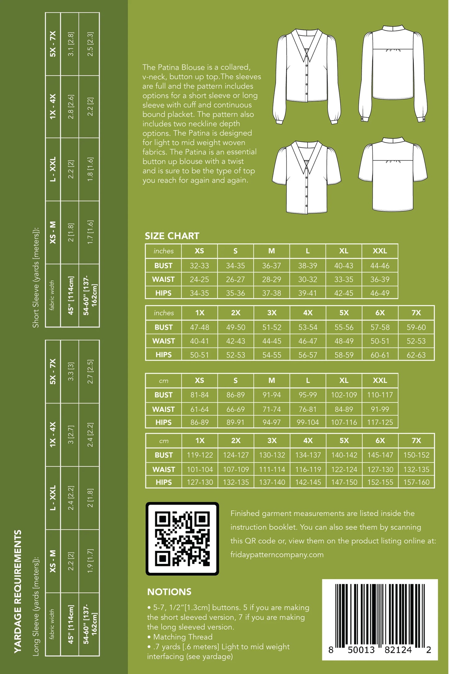 Patina Blouse Pattern by Friday Pattern Company