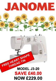 Janome J3-20 Mechanical Sewing Machine ***JUNE OFFER save £40 + Free Heart thread tin ***