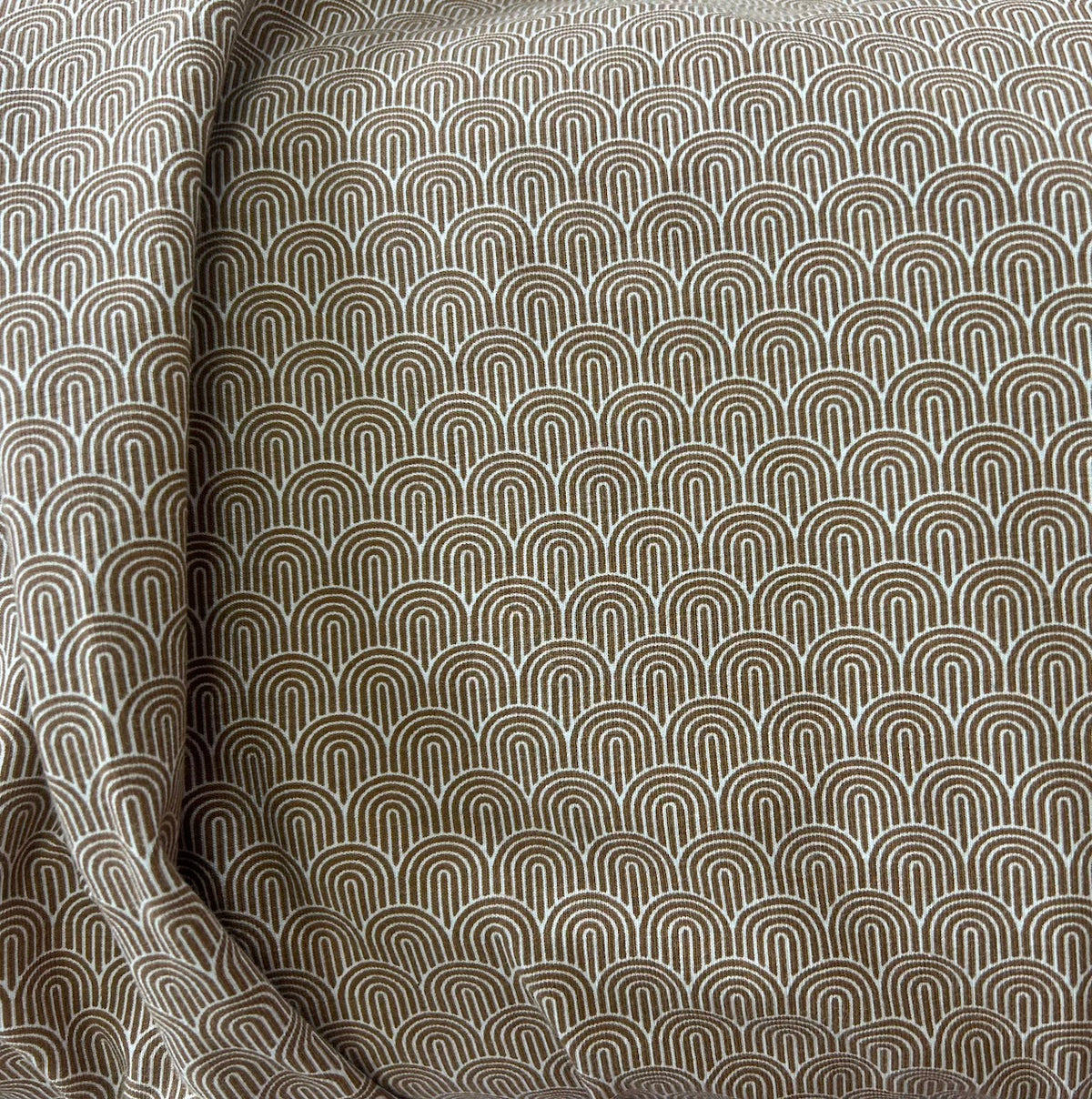 Beige 1920s inspired fan print - Organic Cotton Jersey