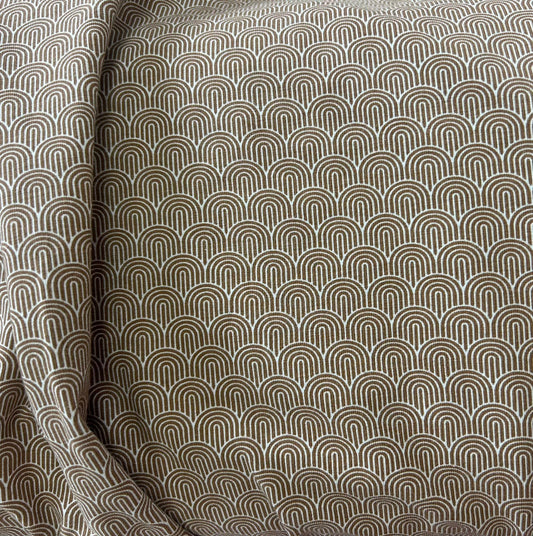 Beige 1920s inspired fan print - Organic Cotton Jersey