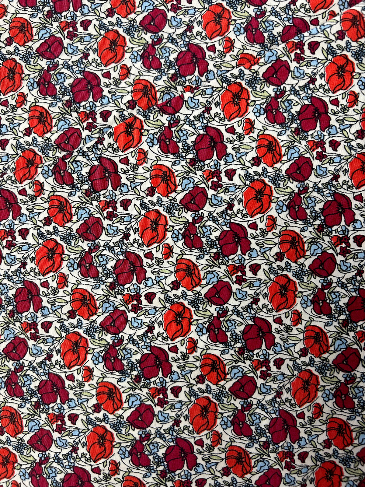 Red, Orange, Blue Bold Cotton Poplin Print