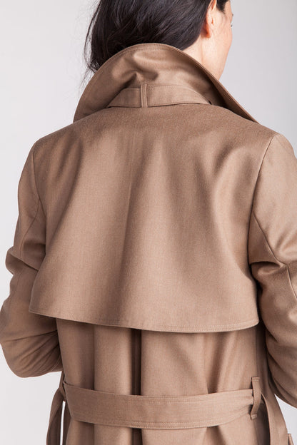 Trench coat with belted collar sewing pattern