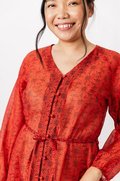V-neck dress sewing pattern