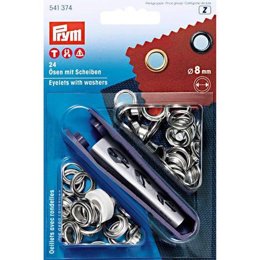 Prym Eyelets and washers 8.0mm silver-coloured