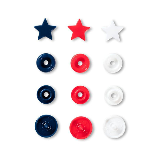 red/white/navy blue star colour snap plastic fastener