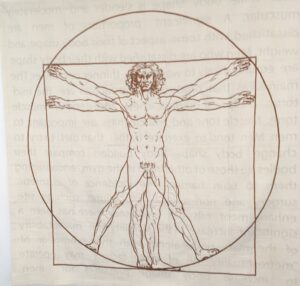 art quilt vitruvian man