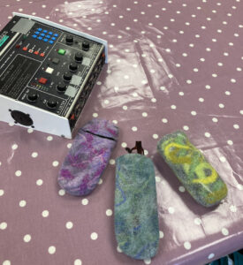 Felted glasses cases and radio equipment