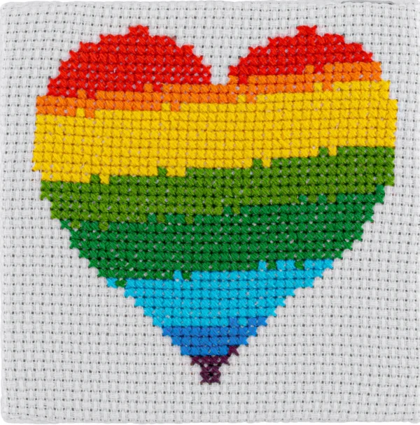 pride heart cross stitch kit